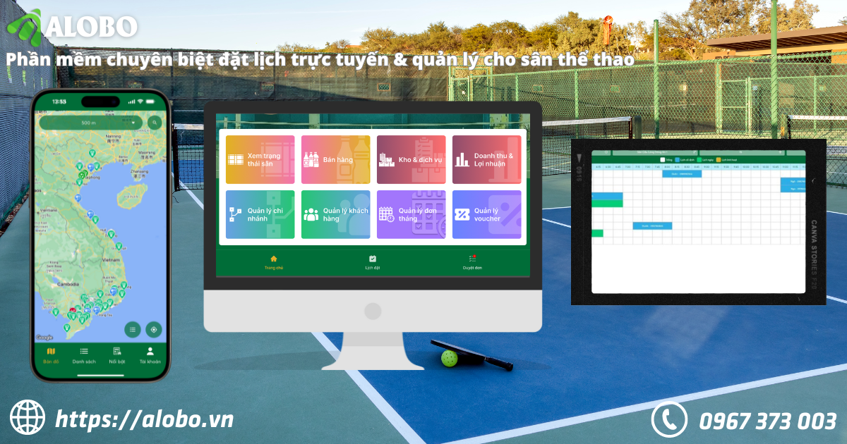 Phần mềm ALOBO đặt lịch và quản lý sân pickleball