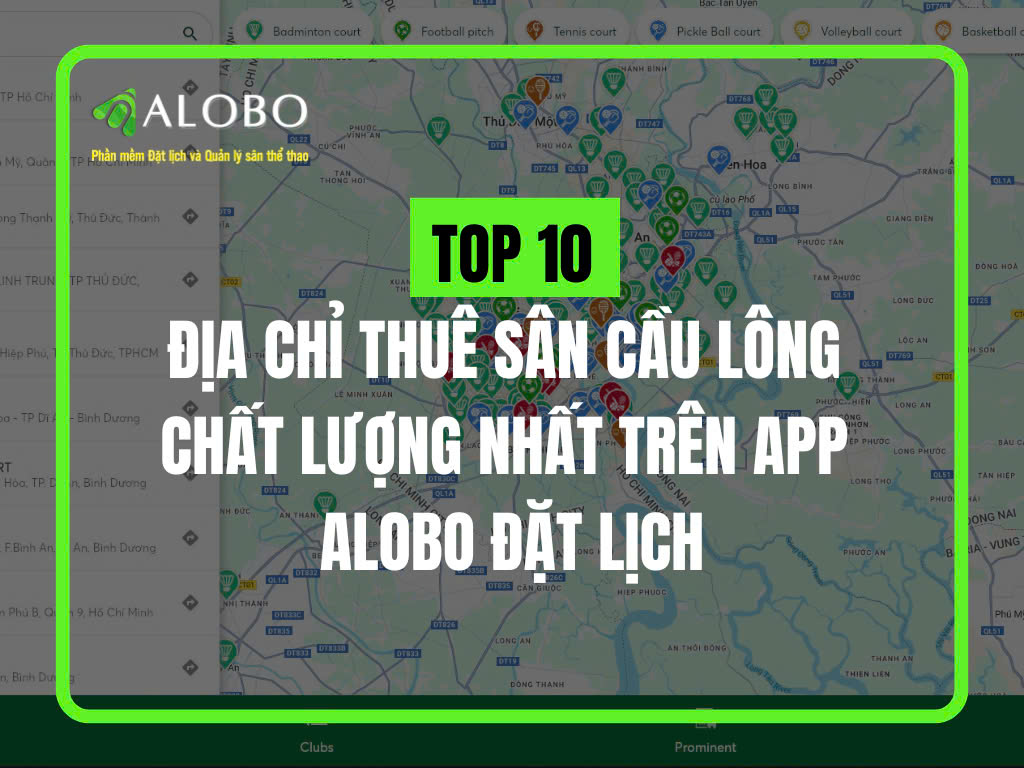 Top 10 địa chỉ thuê sân cầu lông chất lượng nhất trên app ALOBO đặt lịch